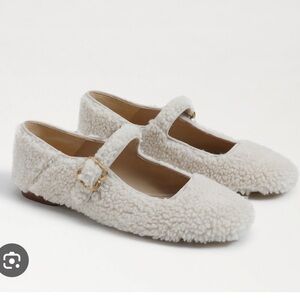 Sam Edelman Michaela ivory faux fur mary jane, size 8